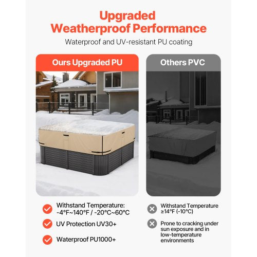 Outdoor Hot Tub Cover 85 x 85 x 20 Inch Weatherproof and Waterproof Hot Tub
