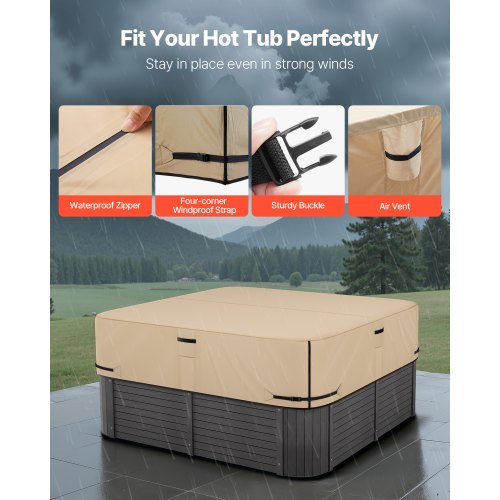 Outdoor Hot Tub Cover 85 x 85 x 20 Inch Weatherproof and Waterproof Hot Tub