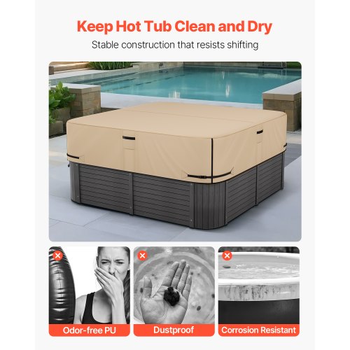 Outdoor Hot Tub Cover 85 x 85 x 20 Inch Weatherproof and Waterproof Hot Tub
