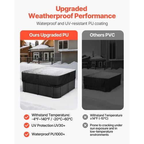 Outdoor Hot Tub Cover 85 x 85 x 20 Inch Weatherproof and Waterproof Hot Tub