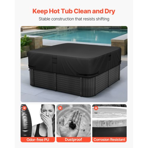 Outdoor Hot Tub Cover 85 x 85 x 20 Inch Weatherproof and Waterproof Hot Tub