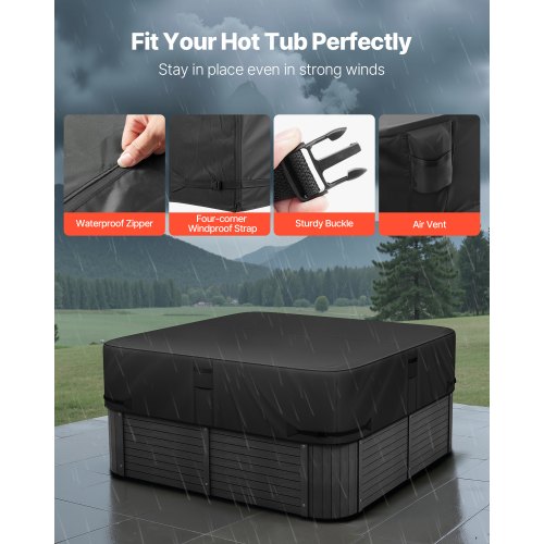 Outdoor Hot Tub Cover 95 x 95 x 20 Inch Weatherproof and Waterproof Hot Tub