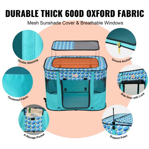 Foldable Pet Playpen 32 x 24 x 22 Portable Dog Playpen Crate Kennel