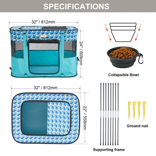 Foldable Pet Playpen 32 x 24 x 22 Portable Dog Playpen Crate Kennel