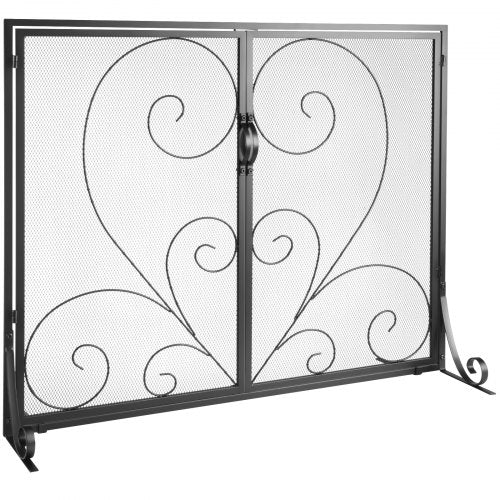 Fireplace Screen 1 Panel with Door Sturdy Iron Mesh Fireplace Screen