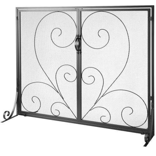 Fireplace Screen 1 Panel with Door Sturdy Iron Mesh Fireplace Screen