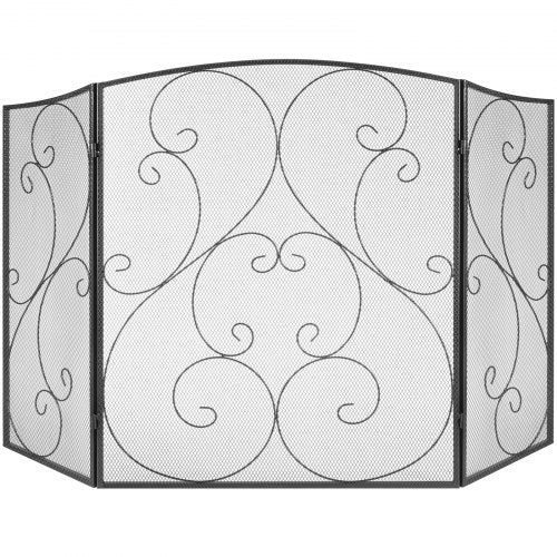 Fireplace Screen 3 Panel Sturdy Iron Mesh Fireplace Screen 48L