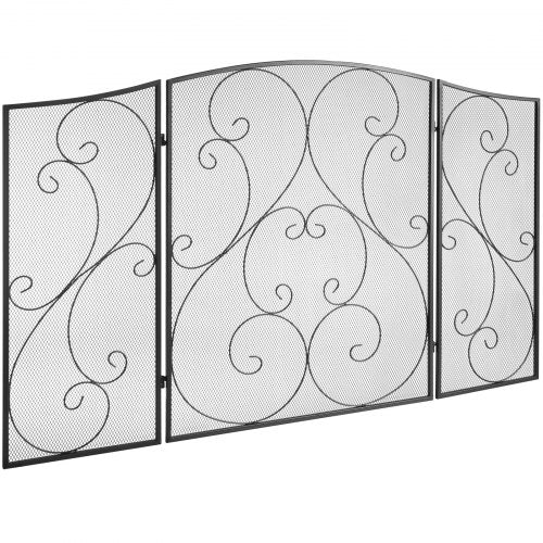 Fireplace Screen 3 Panel Sturdy Iron Mesh Fireplace Screen 48L