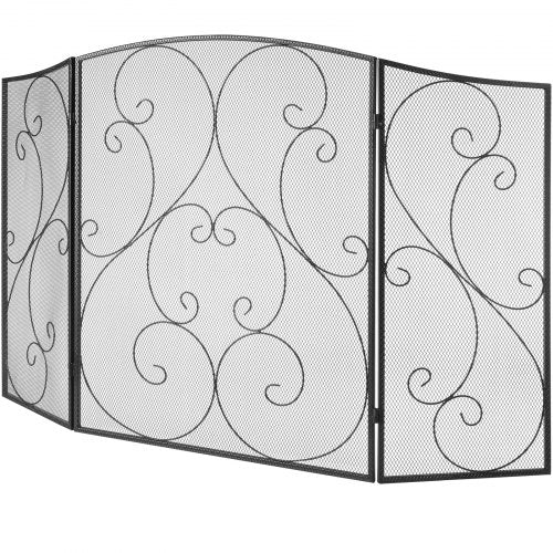 Fireplace Screen 3 Panel Sturdy Iron Mesh Fireplace Screen 48L