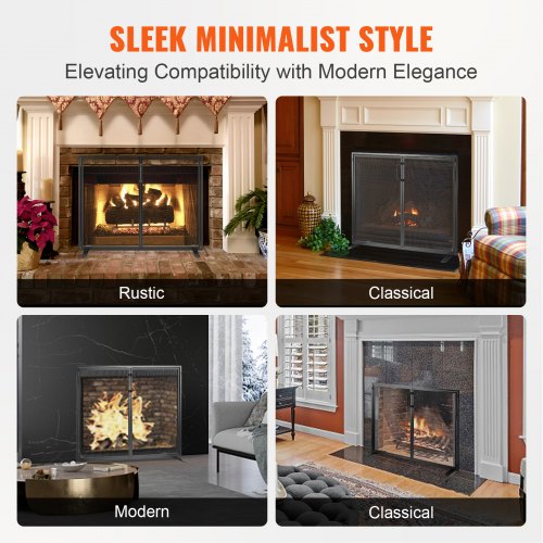 Fireplace Screen 1 Panel with Door Sturdy Iron Mesh Fireplace Screen