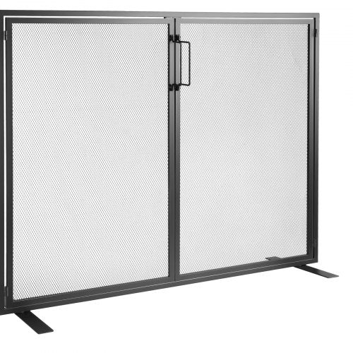 Fireplace Screen 1 Panel with Door Sturdy Iron Mesh Fireplace Screen