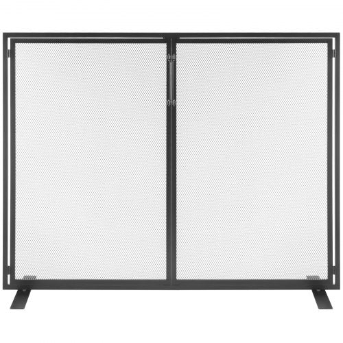 Fireplace Screen 1 Panel with Door Sturdy Iron Mesh Fireplace Screen