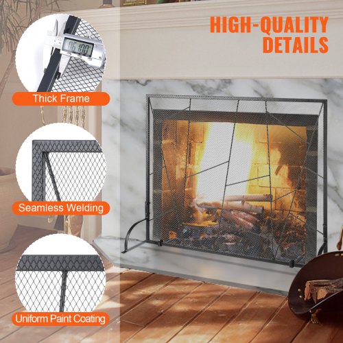 Fireplace Screen Single Panel Sturdy Iron Mesh Fireplace Screen 356L