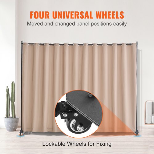 Room Divider Portable Panel Room Divider with Wheels Curtain Divider Stand
