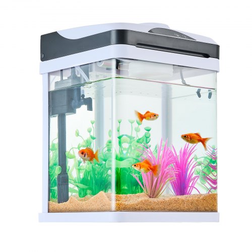 Fish Tank Aquarium 2 Gallon LED Square UltraClear Glass Tank Temperature