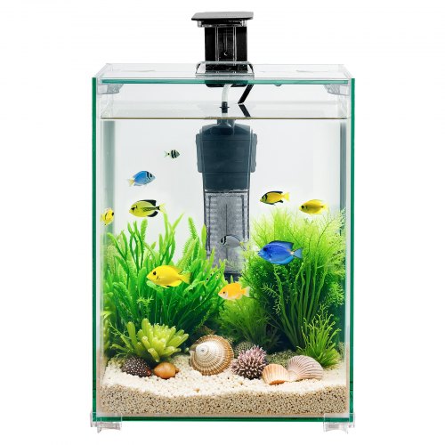 Fish Tank Aquarium 5 Gallon Square UltraClear Glass Starter Smart Tank
