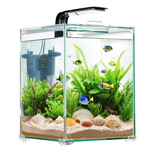 Fish Tank Aquarium 5 Gallon Square UltraClear Glass Starter Smart Tank