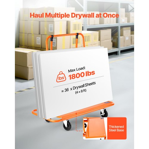 Drywall Cart Dolly 1800 lbs Load Capacity Steel Panel Dolly with 4 Swivel