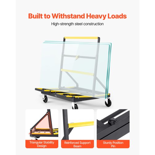 Drywall Cart Dolly 1800 lbs Load Capacity Steel Panel Dolly with 4 Swivel