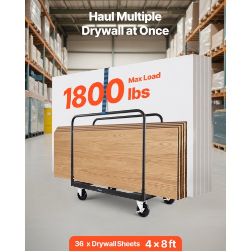 Drywall Cart Dolly 1800 lbs Load Capacity Steel Panel Truck Cart with 5