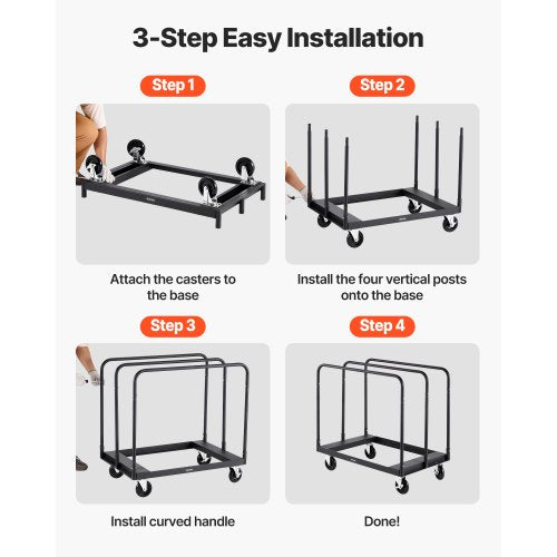 Drywall Cart Dolly 1800 lbs Load Capacity Steel Panel Truck Cart with 5