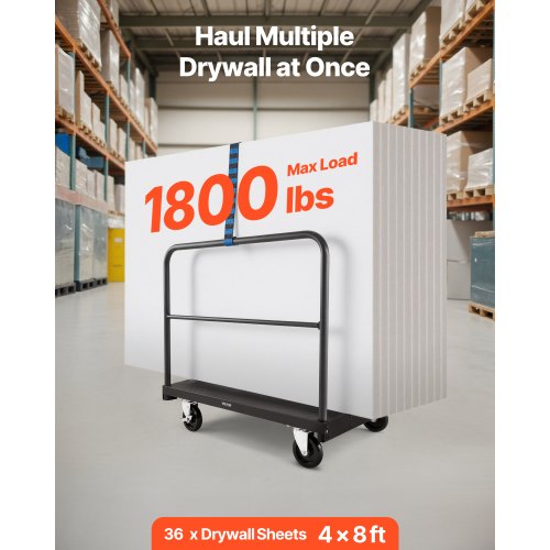 Drywall Cart Dolly 1800 lbs Load Capacity 2in1 Steel Panel Truck Cart