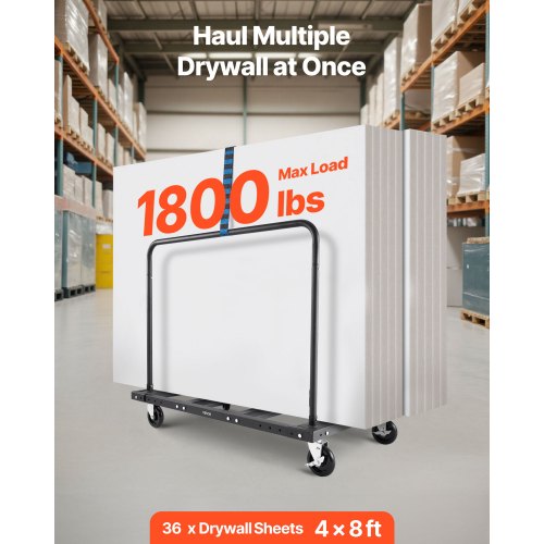 Drywall Cart Dolly 1800 lbs Load Capacity Steel Panel Truck Cart with 5