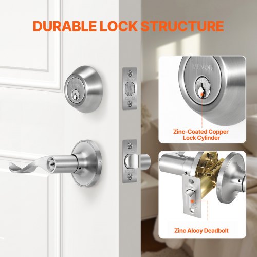 Entry Door Locksets with Deadbolt 5 Pack Satin Nickel Entry Lever and Single