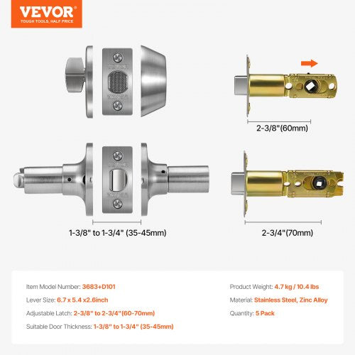 Entry Door Locksets with Deadbolt 5 Pack Satin Nickel Entry Lever and Single