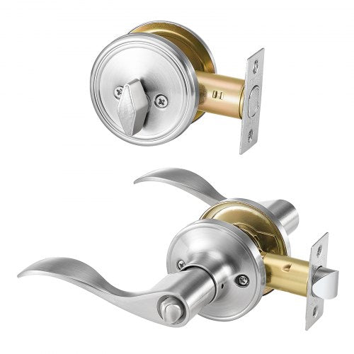 Entry Door Locksets with Deadbolt 5 Pack Satin Nickel Entry Lever and Single