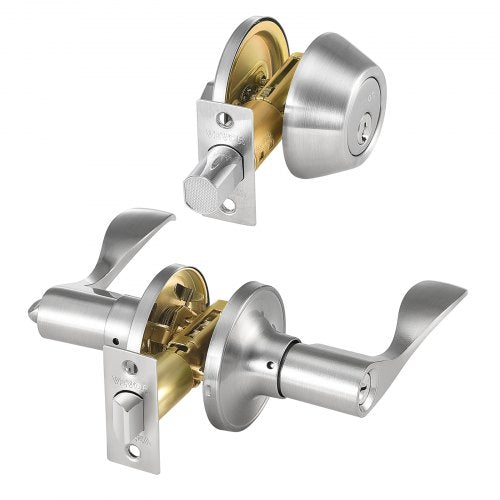 Entry Door Locksets with Deadbolt 5 Pack Satin Nickel Entry Lever and Single
