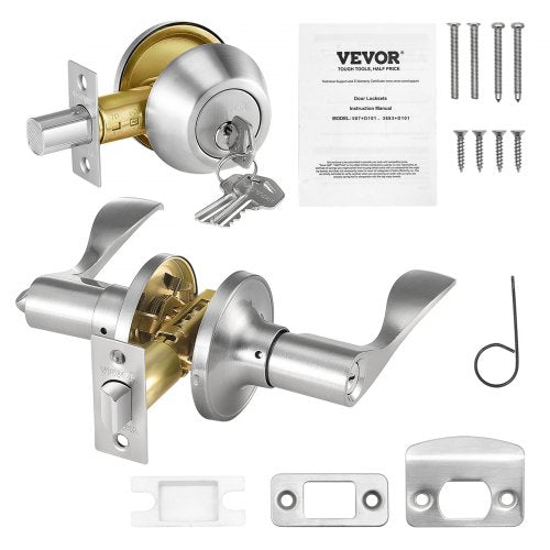 Entry Door Locksets with Deadbolt 5 Pack Satin Nickel Entry Lever and Single