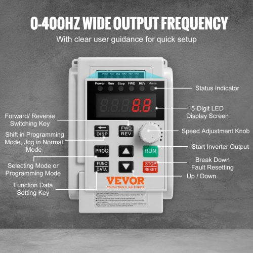 VFD 5HP 4KW 18A 1 Phase 220V240V Input to 3 Phase 220V240V Output