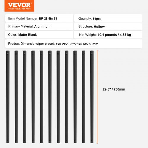 Staircase Metal Balusters 295 x 1 Flat Aluminum Alloy Decorative