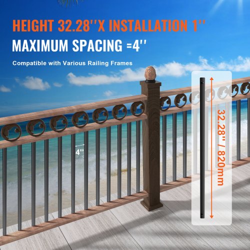 Staircase Metal Balusters 3228 x 1 x 02 Flat Aluminum Alloy Decorative