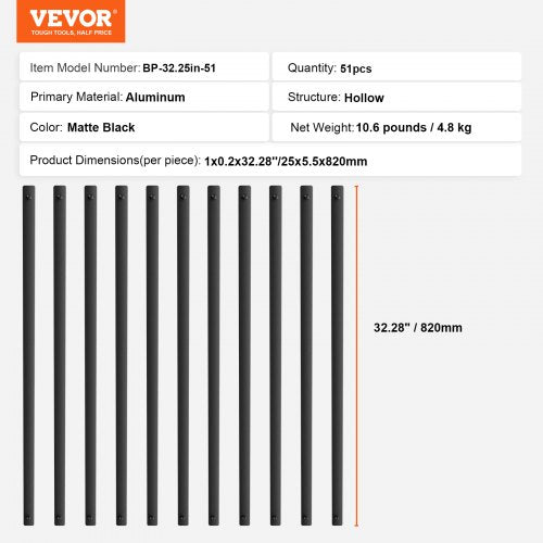 Staircase Metal Balusters 3228 x 1 x 02 Flat Aluminum Alloy Decorative