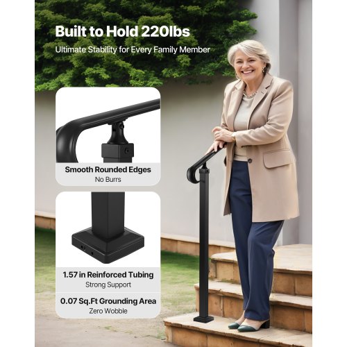 Handrails for Outdoor Steps 23 Step Adjustable Height Carbon Steel