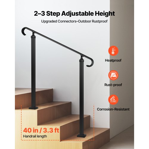 Handrails for Outdoor Steps 23 Step Adjustable Height Carbon Steel