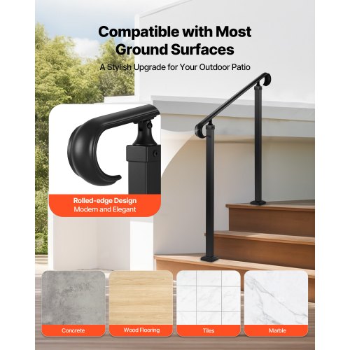 Handrails for Outdoor Steps 23 Step Adjustable Height Carbon Steel