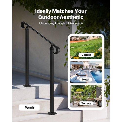 Handrails for Outdoor Steps 23 Step Adjustable Height Carbon Steel