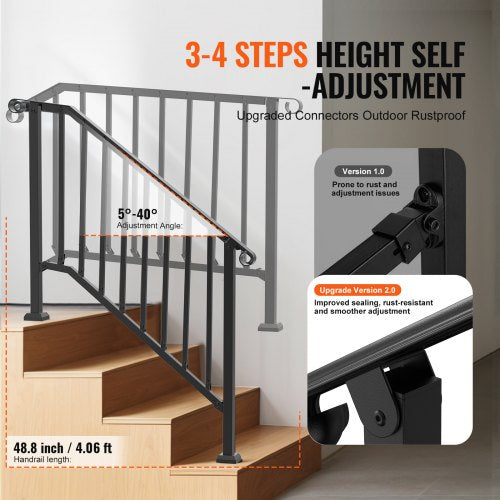 Handrails for Outdoor Steps 34 Step Stair Hand Rail Kit Transitional Iron