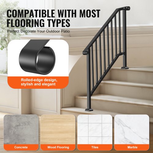Handrails for Outdoor Steps 34 Step Stair Hand Rail Kit Transitional Iron