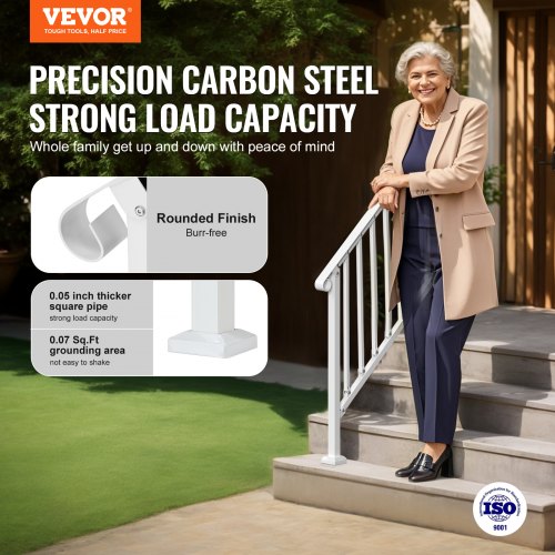 34 Step Handrails for Outdoor for Seniors Porch Deck Retro Arch White – 1080 MM