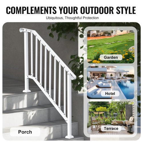 34 Step Handrails for Outdoor for Seniors Porch Deck Retro Arch White – 1080 MM