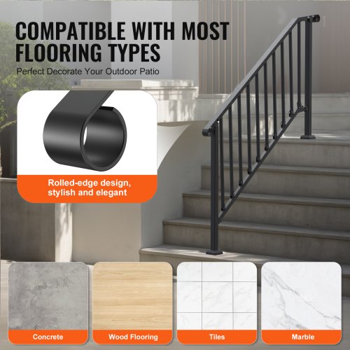Handrails for Outdoor Steps 5 Step Stair Hand Rail Kit Transitional Carbon