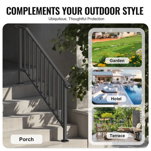 Handrails for Outdoor Steps 5 Step Stair Hand Rail Kit Transitional Carbon