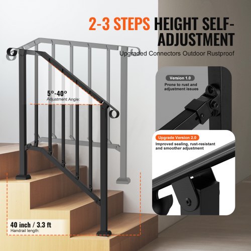Handrails for Outdoor Steps 23 Step Stair Hand Rail Kit Transitional