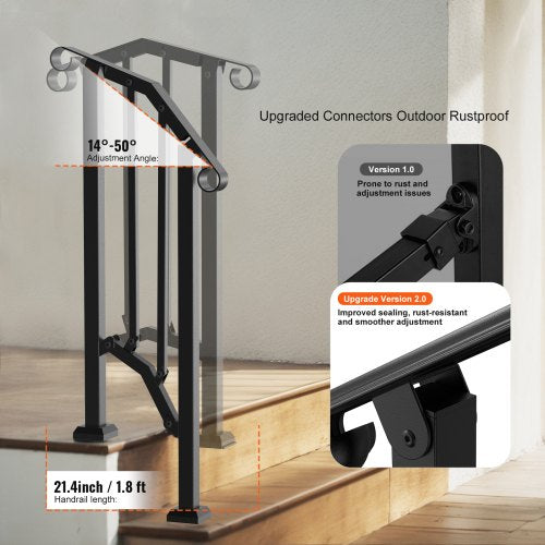 Handrails for Outdoor Steps 12 Step Stair Hand Rail Kit Transitional