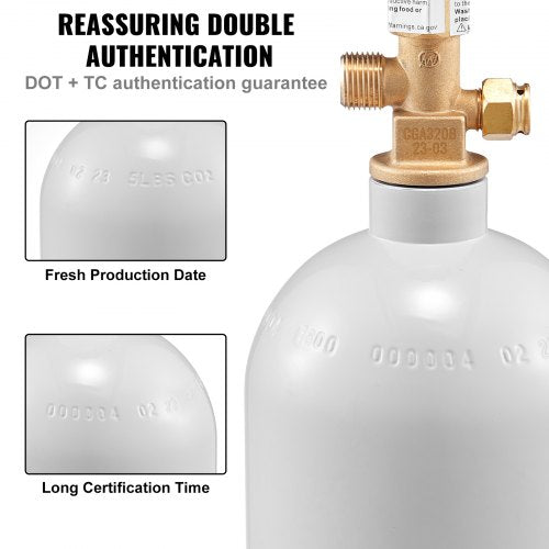 5 Lbs CO2 Tank Aluminum Gas Cylinder Brand New CO2 Cylinder with Gray Spray