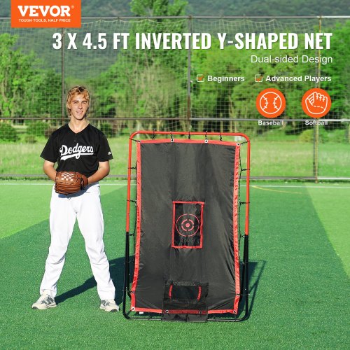 Baseball And Softball Rebounder Net 35 x 4.5 ft 2in1 Switch Hitter Pitch
